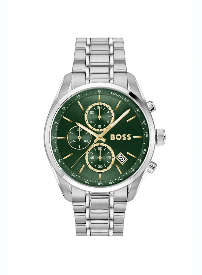 Premium Chronograph Men's Watch with Green Dial and Stainless Steel Bracelet (44mm) nlth2