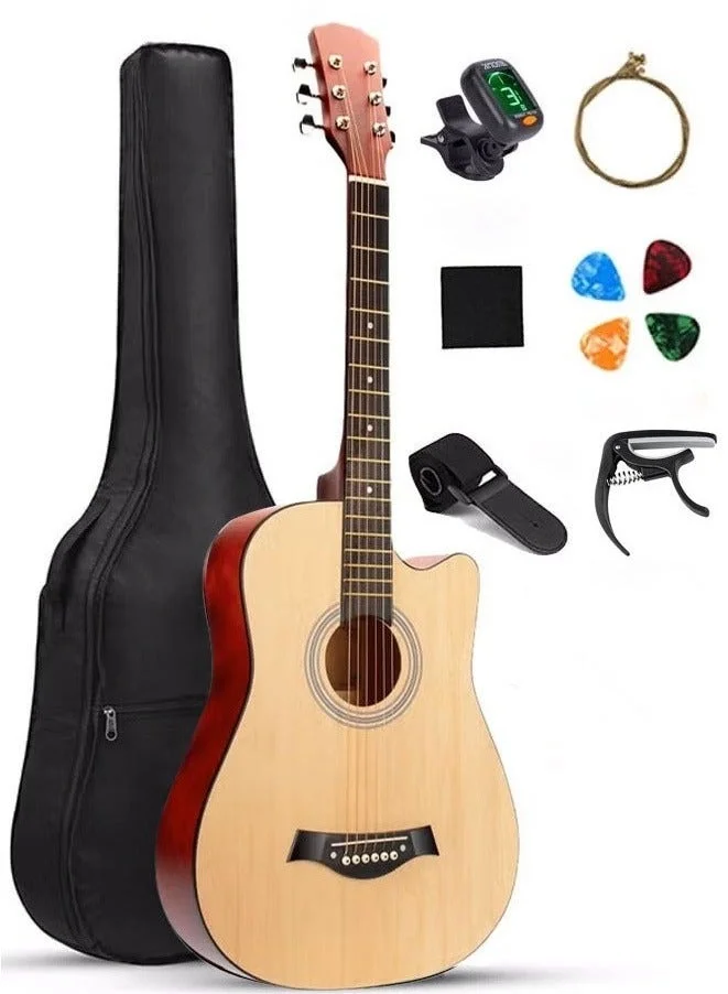 FLYHSO Acoustic Guitar Starter Kit with Accessories (Wood, 38-Inch) for Kids and Adults h1xiu