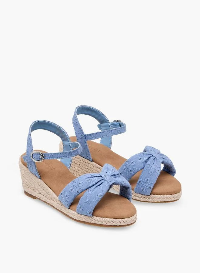 Peppermint Girls Embroidered Wedge Heel Sandals Premium Comfortable Footwear for Kids (Size 30) juq02