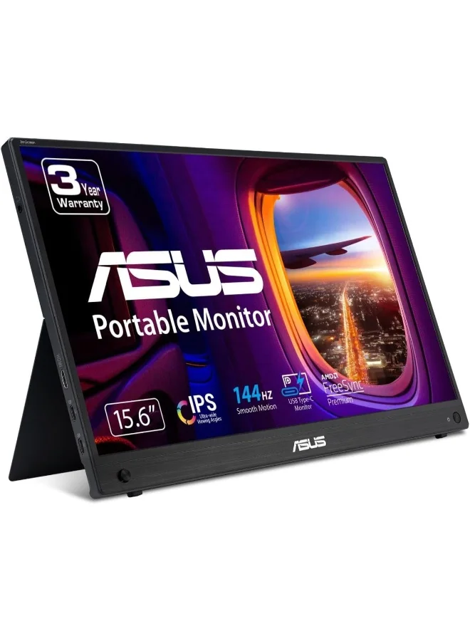 Portable FHD IPS Monitor 15.6-inch 144Hz High-Refresh Display with USB-C and Mini-HDMI (Black, 15.6-inch) o3zp3