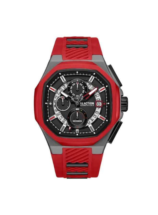 Premium Men's Chronograph Watch with Black Dial and Silicone Strap (45mm) wc1n5