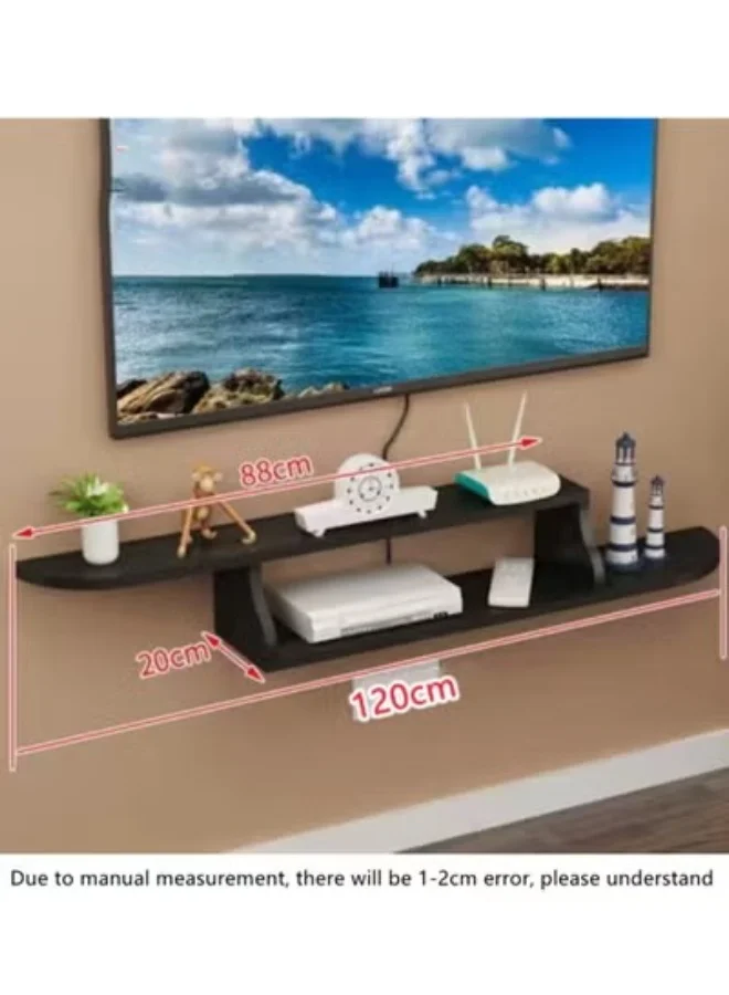 Kutis Modern Wall Mounted TV Stand Floating Media Console Shelf (Black, 120x20 cm) na35g