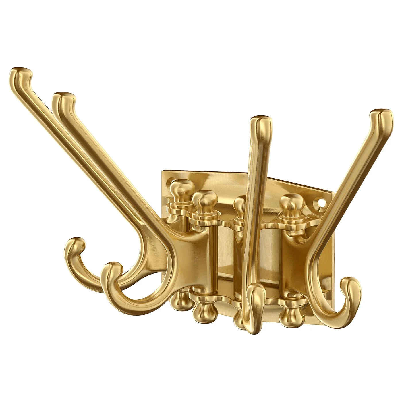 Kampig 4-Armed Swivel Wall Hook Premium Brass Finish Heavy-Duty Organizer for Home and Kitchen e76cm