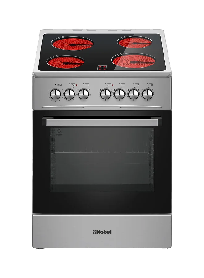 Nobel Freestanding Vitroceramic Electric Cooker with 4 Highlight Heaters and 70L Oven (Silver, 60x60cm) i9yw0