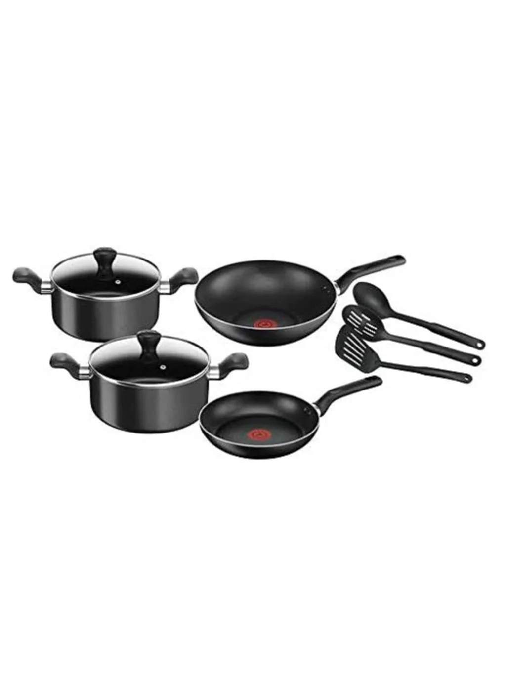 Premium 9-Piece Non-Stick Aluminum Cookware Set Professional Kitchen Cooking Pots and Pans (Black, 24cm) 8s7gk