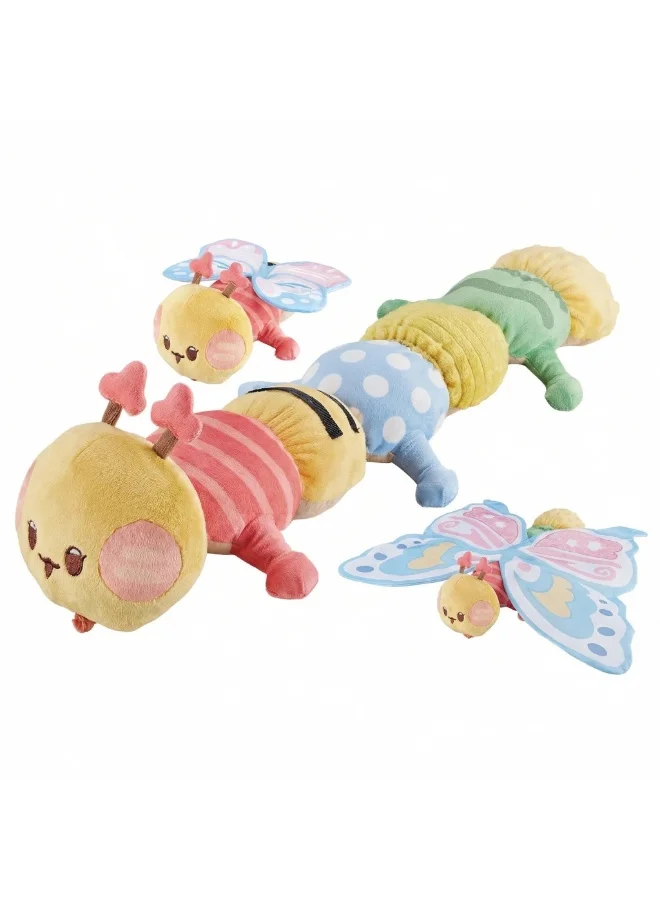 LBMT 3-in-1 Musical Caterpillar Sensory Toy Detachable Plush Activity Set with Mirror and Rattle for Newborns and Infants (Multicolor, 50 cm) dv1sf