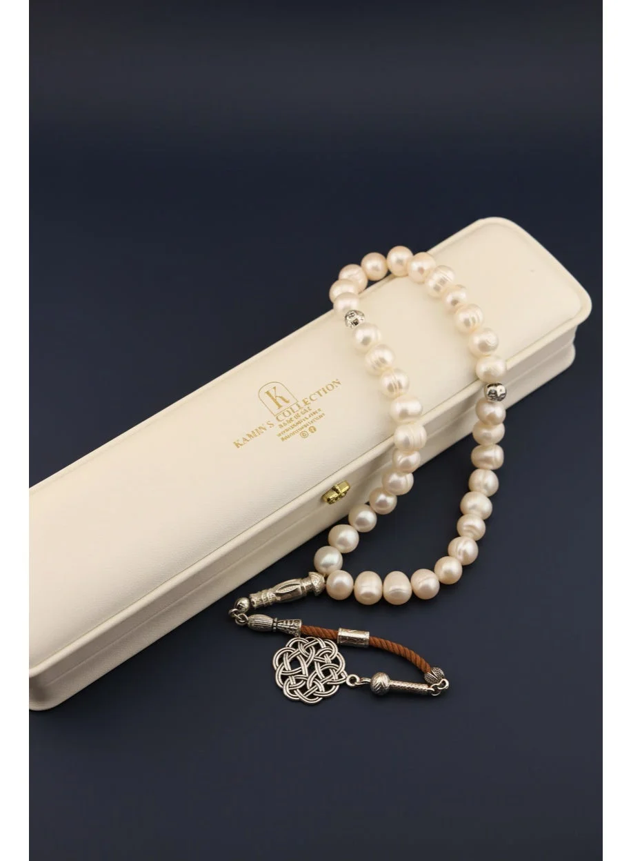 Kamins Collection Natural Pearl Tasbih Prayer Beads with Elegant Arab Tassel (33 Beads) m7dcy