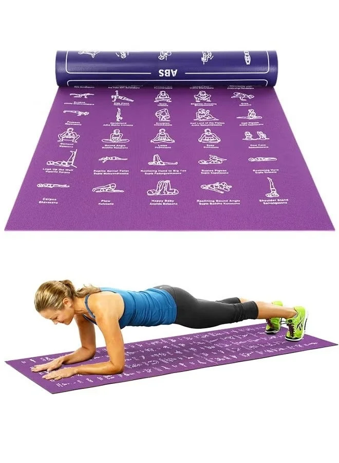 RAWAID Non-Slip Yoga Mat with Printed Poses Guide (4mm Thick, 173x61 cm) Premium Fitness & Pilates Mat for Home and Gym de85u