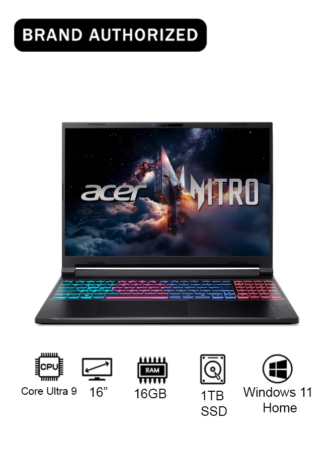 Premium Slim Gaming Laptop 16-inch WQXGA 180Hz Display, 16GB RAM, 1TB SSD, 8GB Dedicated Graphics, English/Arabic Keyboard (Black) 0uuz6