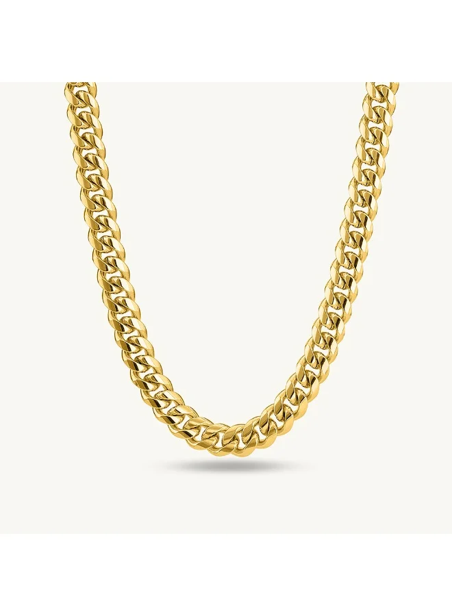 Premium Chunky Cuban Chain Necklace 18k Gold Tone Plated Jewelry for Women (Gold, 45 cm) roop8