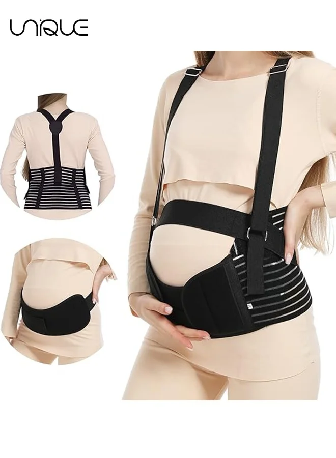Unique Pregnancy Support Belly Band Adjustable Abdominal Binder for Back Relief (Black, XL) xbacw