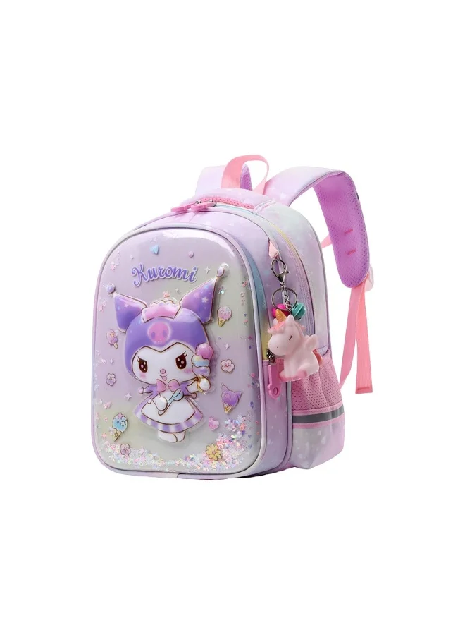 Premium Cartoon Character School Backpack Waterproof Nylon Travel Book Bag for Girls (Purple, 35x25x12 cm) cxvpl
