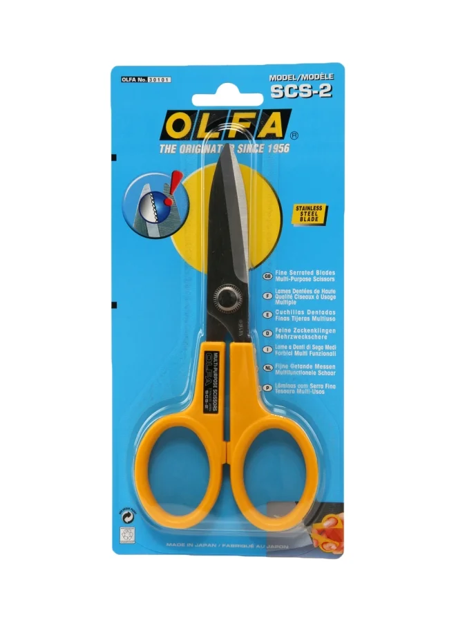 OLFA Serrated Edge Scissors Professional Crafting Tool (Yellow/Silver, 12.5 cm) 8b9s6