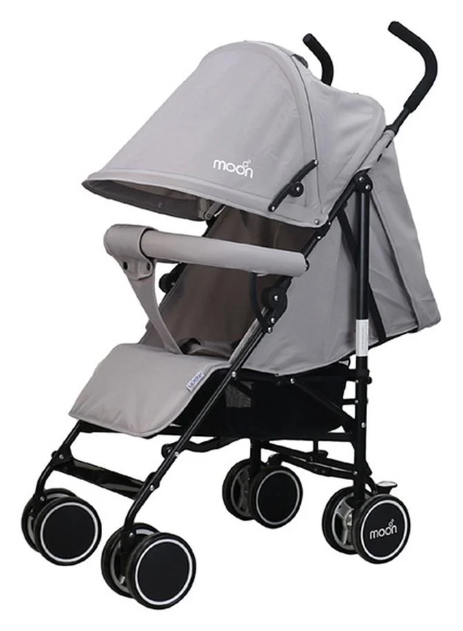 Moon Neo Plus Travel Stroller Lightweight Umbrella Fold Reclining Seat with Storage Basket (Light Grey, 15kg Capacity) hx9uw