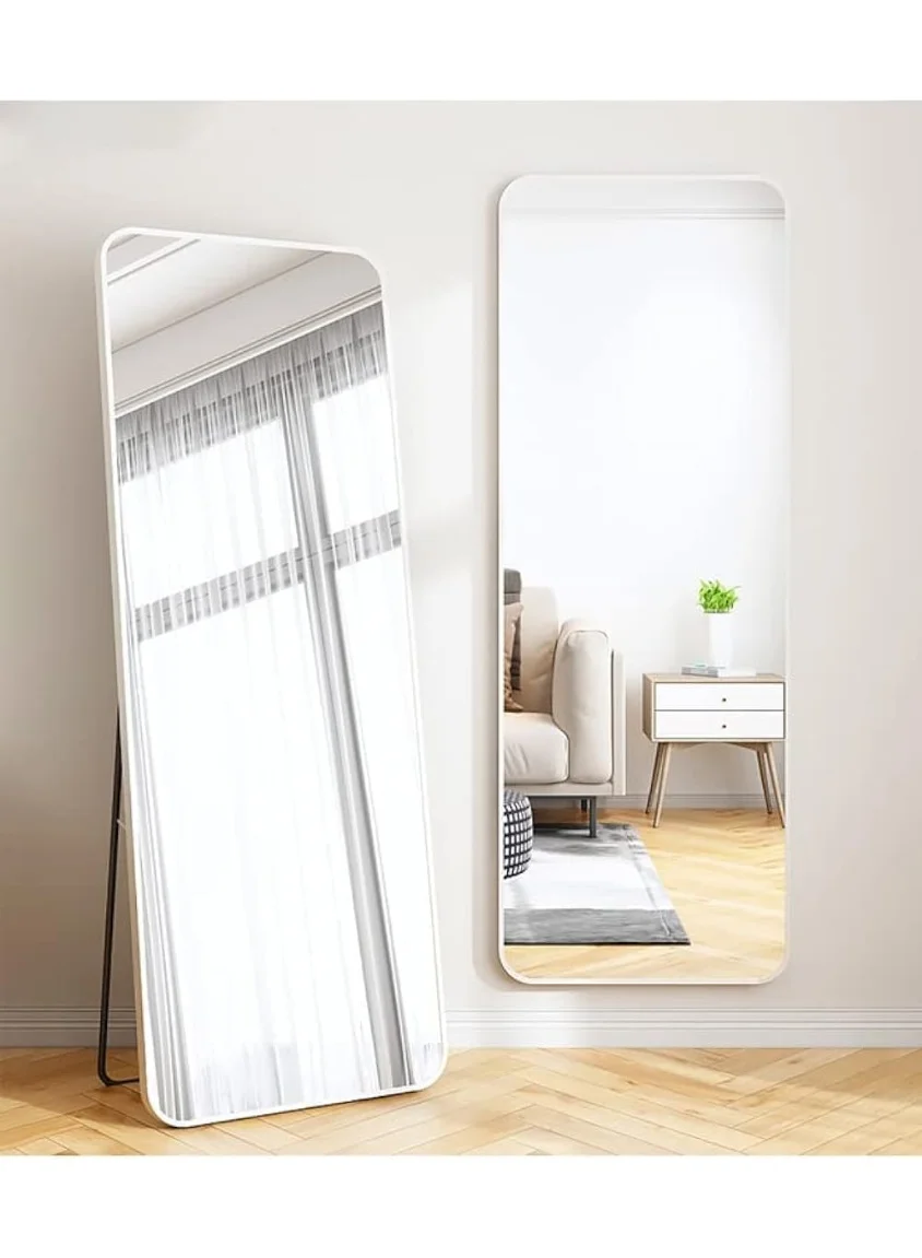 Premium Full Length Mirror Rectangle Floor Mirror with Stand (White, 152x42cm) rf8ep