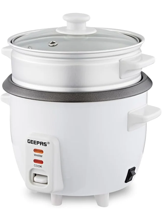 Geepas Automatic Rice Cooker 3-in-1 Multi-Functional Kitchen Appliance with Non-Stick Inner Pot (White, 0.6 L) gxnle