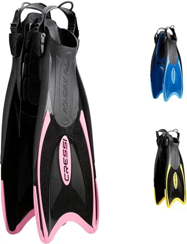 Premium Adjustable Open-Heel Swim Fins Lightweight Scuba Snorkeling Flippers with Quick-Release Strap (Black/Pink, Size SM) sl6ic