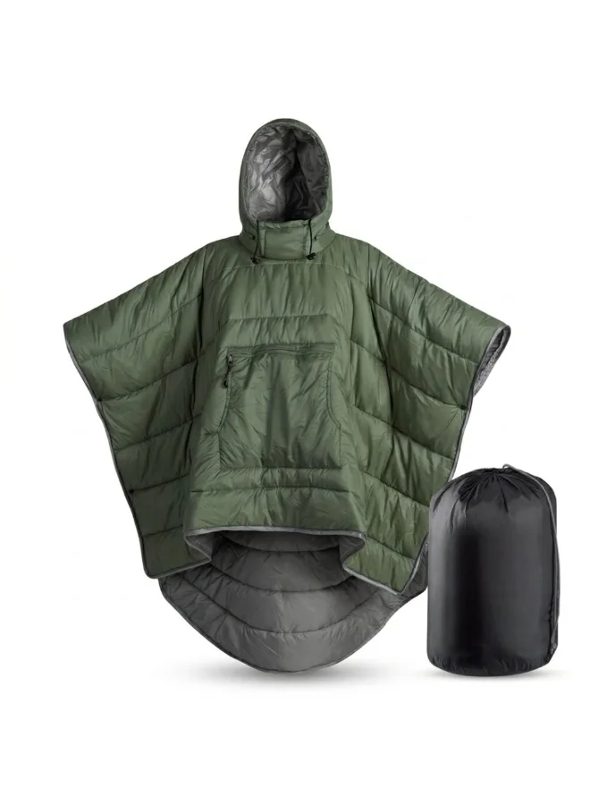 Adventure Lab 3-in-1 Wearable Camping Poncho Sleeping Bag, Thermal Hooded Blanket & Outdoor Cloak (Water-Resistant Nylon, One Size) vudqe