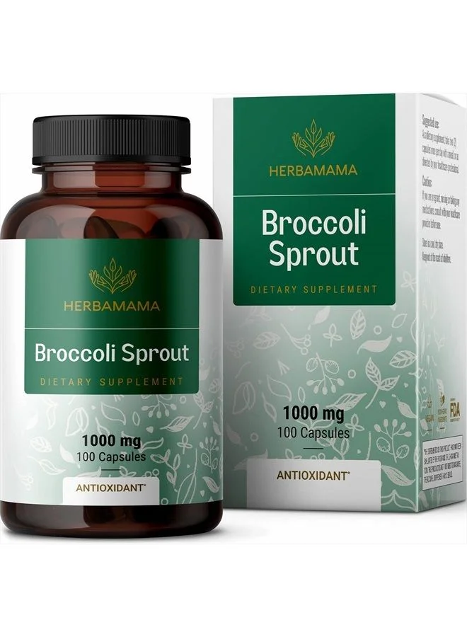 HERBAMAMA Broccoli Sprouts Extract Premium Dietary Supplement (1000mg, 100 Capsules) varj8