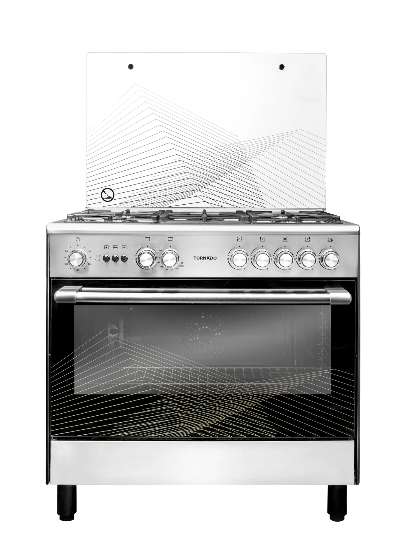 Tornado Freestanding Gas Cooker with 5 Burners, Stainless Steel Finish, Convection Fan & Full Safety System (90x60cm) ablca