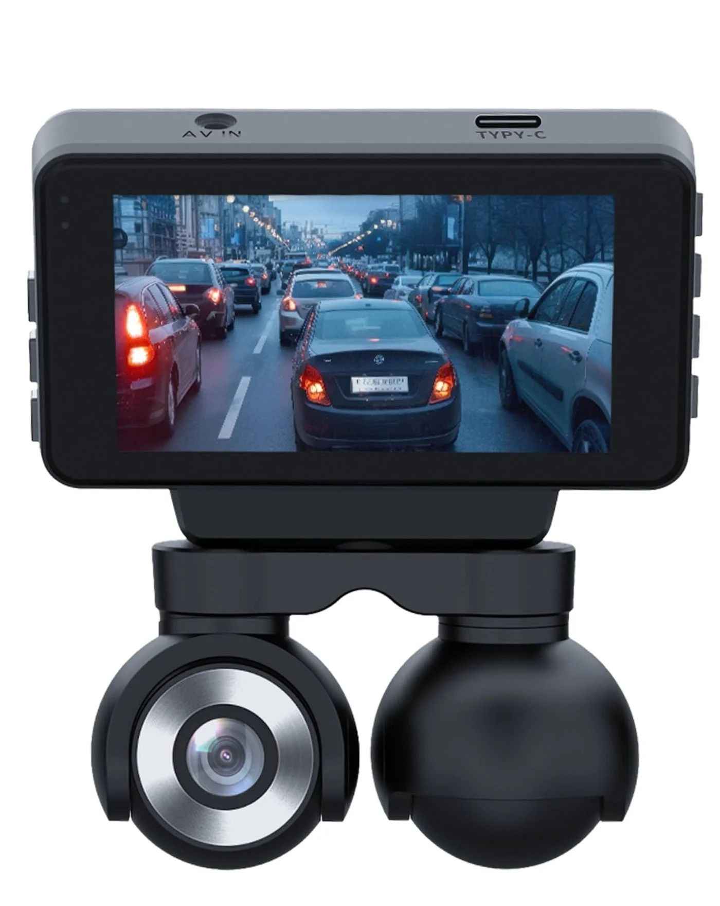 Powerology Dual-Channel Dash Cam 4K Front and FHD Rear Camera with Night Vision and 3-Inch Touch Display (Black) jdn1z