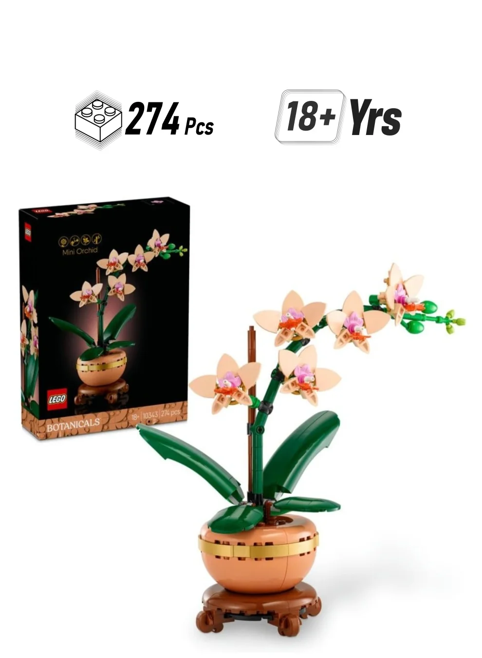 Premium Botanical Building Blocks Mini Orchid Set (Plastic, 1 Piece) ecisl