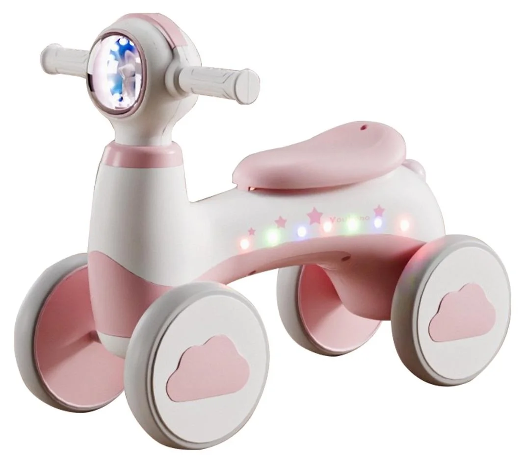 Sharpdo 4-Wheel Balance Bike for Toddlers, Premium Ride-on Toy with Lights and Music for Indoor and Outdoor Play (1-6 Years) c8xmd