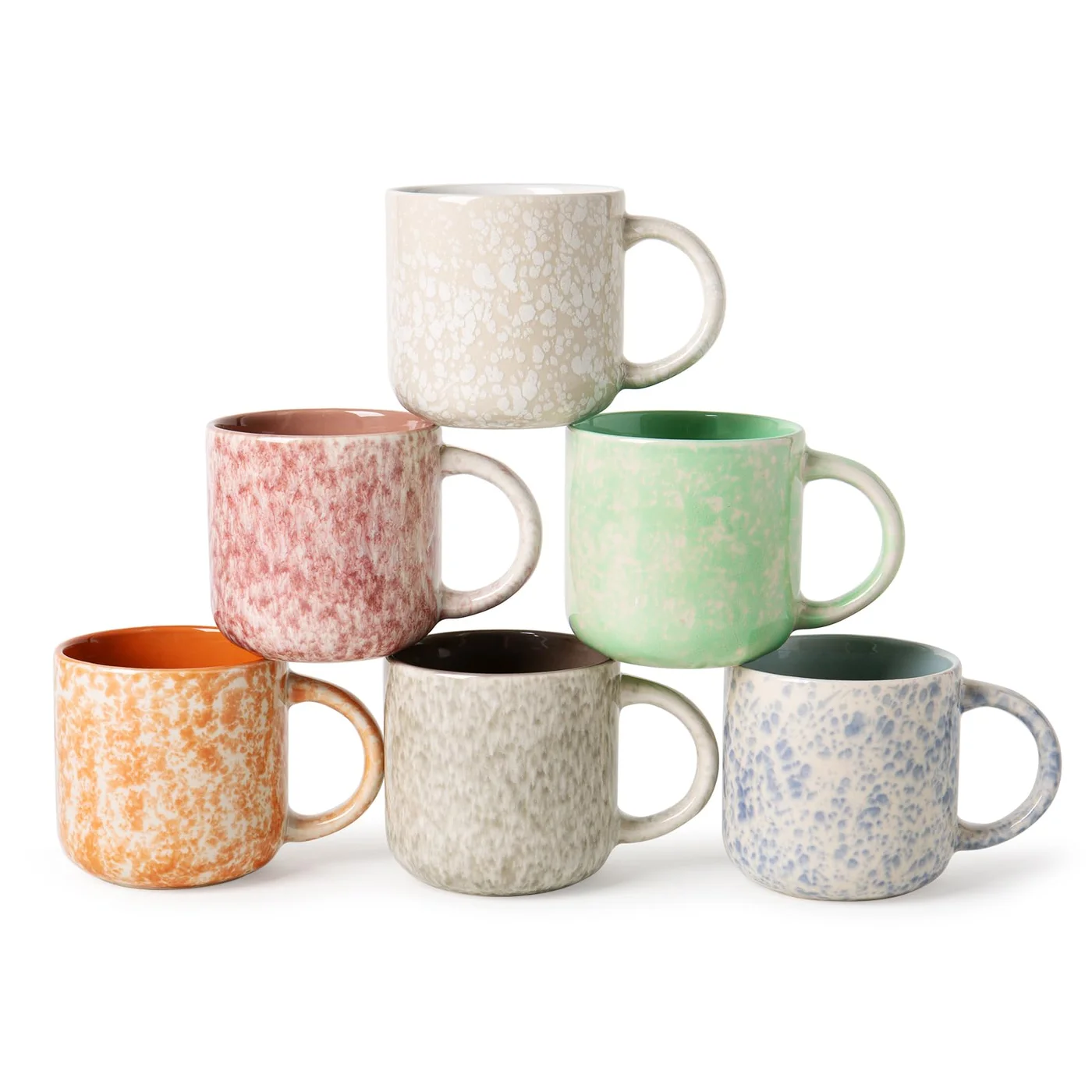 MONITO Modern Coffee Mugs Set with Ergonomic Handle for Tea and Latte (355 mL, Set of 6) 1mesx