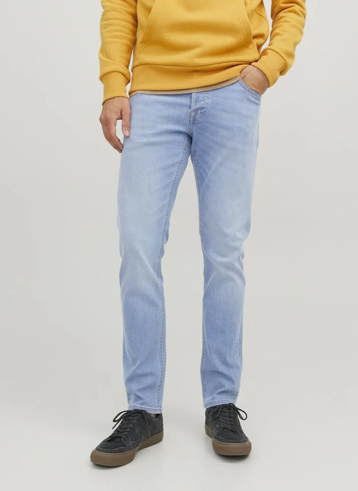 JACK & JONES Slim Fit Denim Jeans Premium Light Wash Cotton Blend (Men, 32W x 32L) 90zww