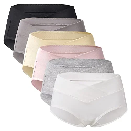 Mama Cotton Maternity Underwear Under The Bump Pregnancy Panties (Multicolor, 6 Pack, L) 889e4