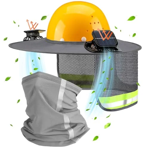Hard Hat Neck Shield Shade with High Visibility Reflective Strip for Construction Safety (2 Pcs, Gray) 7a3a8