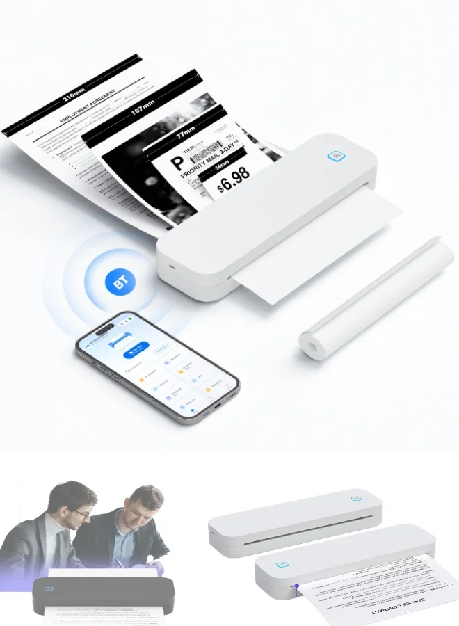 Marklife Portable Wireless Thermal Printer High Resolution Label Maker (Bluetooth & USB, White) 2kai4