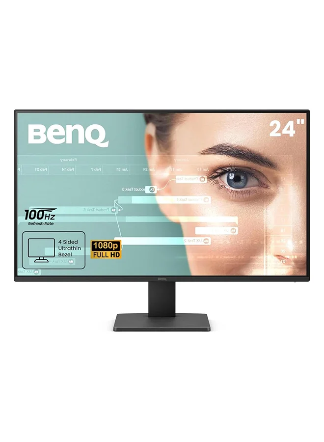 Premium 24-inch FHD IPS Home Office Monitor 100Hz Ultra Slim Bezel Display (Black, 24 inch) 8pylc