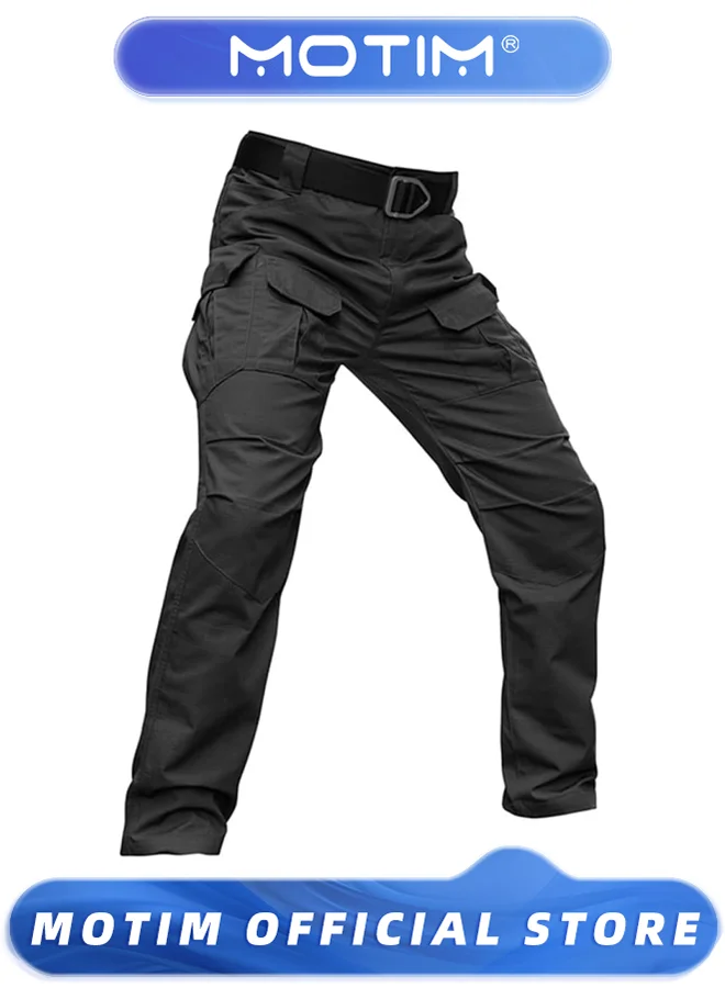 Motim Tactical Cargo Pants Water Resistant Ripstop Hiking Work Trousers for Men (Black, 32W x 32L) iggyh