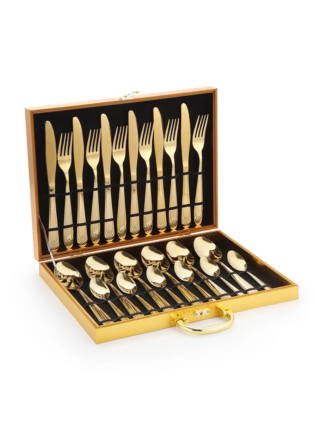 Sunhome 24-Piece Stainless Steel Cutlery Set (Gold, 24-Piece) 58a2m