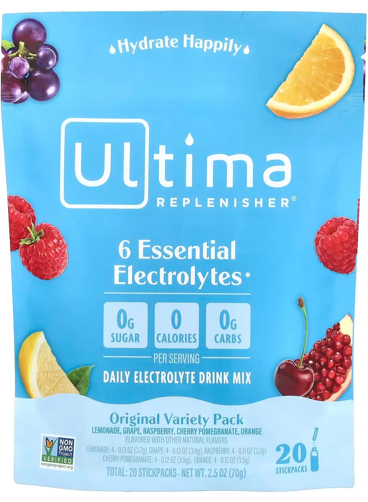 Ultima Replenisher Daily Electrolyte Mix Variety Pack (20 Stickpacks) kqc00