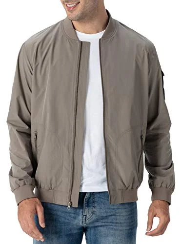 Rdruko Mens Casual Windbreaker Bomber Jacket Lightweight Zip Up Outerwear (Khaki, XXXL) jicnn