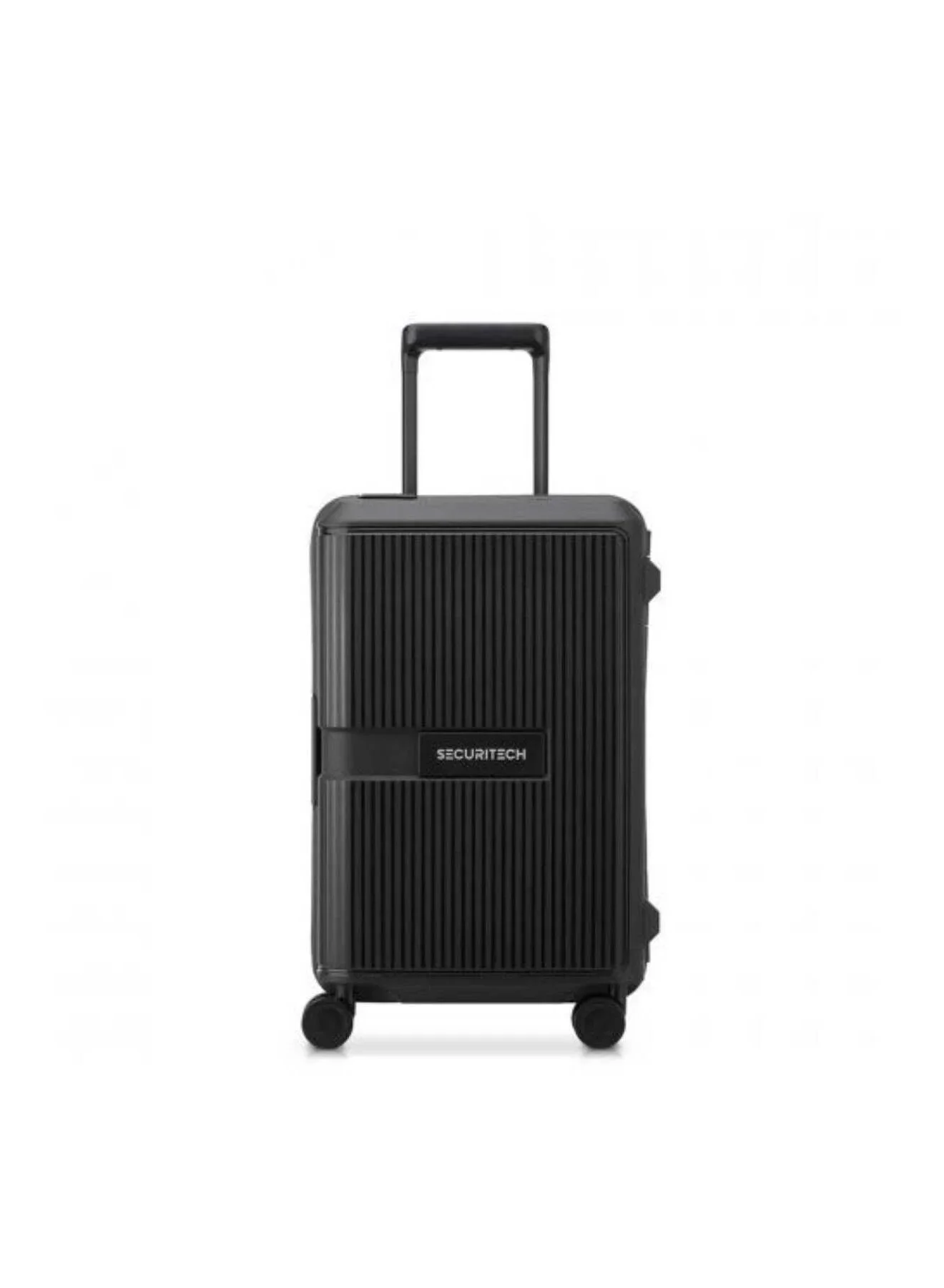 Premium Hardcase Cabin Suitcase 55cm Lightweight Travel Luggage with 4 Double Wheels (Black, 55cm) e6jb6