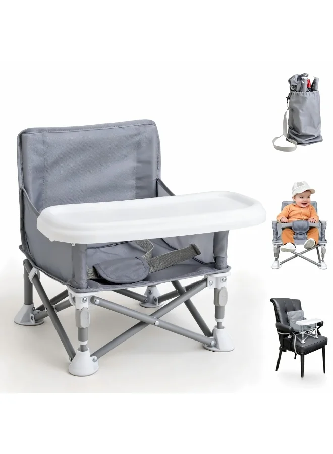 NNEWVANTE Portable Booster Seat Foldable High Chair with Removable Tray and Safety Harness for Toddlers (6 Months to 3 Years) ujiwg