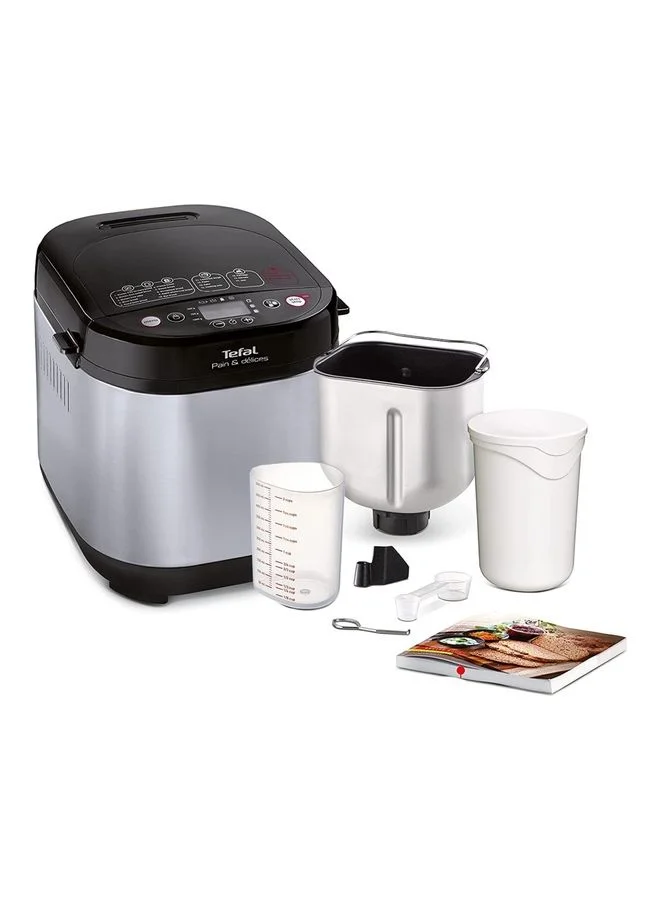 Premium Automatic Bread Maker Machine with 20 Programs and Gluten-Free Baking Mode (Silver, 700 W) 2wnep