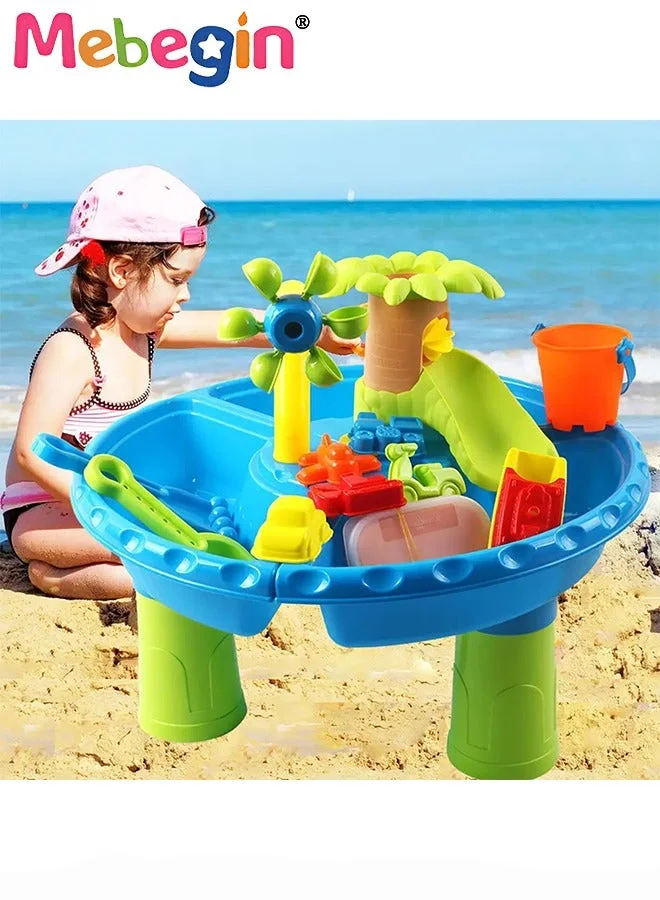MEBEGIN Sand and Water Table Set with 22 Accessories, Interactive Sensory Play Station for Kids (Multicolor, 22-Piece Set) 2bkks