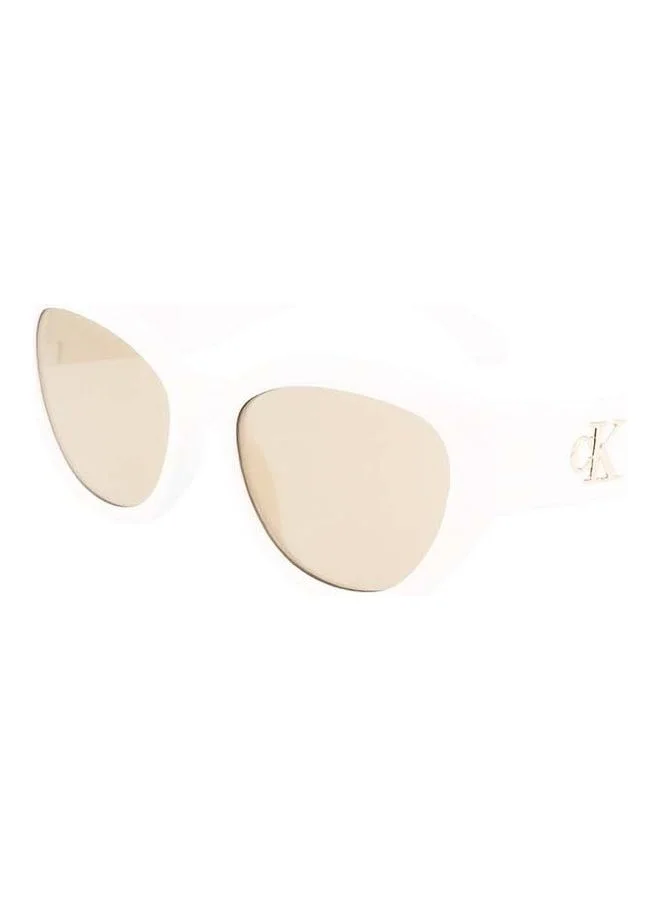 Premium Cat Eye Sunglasses Full Rim Injected Frame for Women (White, 55-18 mm) z71hb