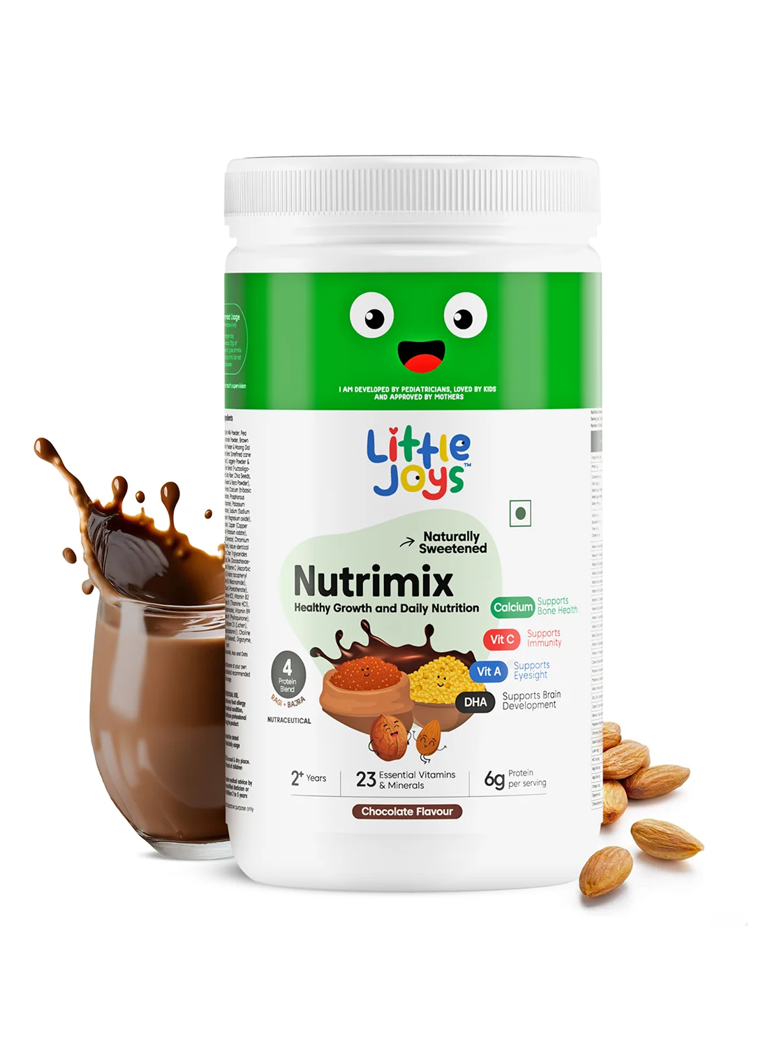 Little Joys Nutrimix Nutrition Powder Chocolate Flavor (400 g) Healthy Drink with Millets, Dates, and Nuts for Kids c6crq
