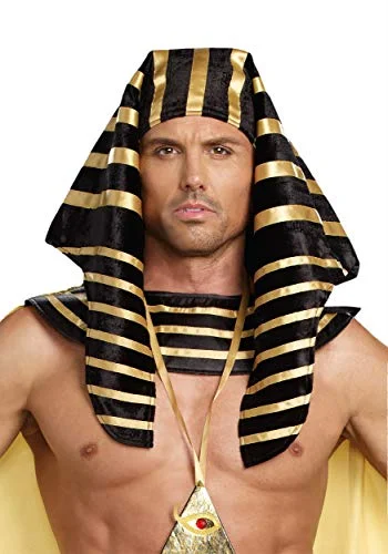 Premium Pharaoh Headpiece Costume Accessory for Men (Black, One Size) wpjfl