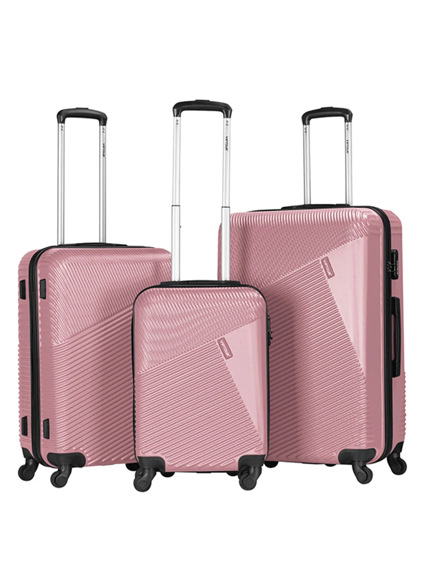 VIPTOUR 3-Piece Hard Case Trolley Luggage Set, Durable ABS Spinner Suitcase with Combination Lock (20-inch, 24-inch, 28-inch) nfjnq