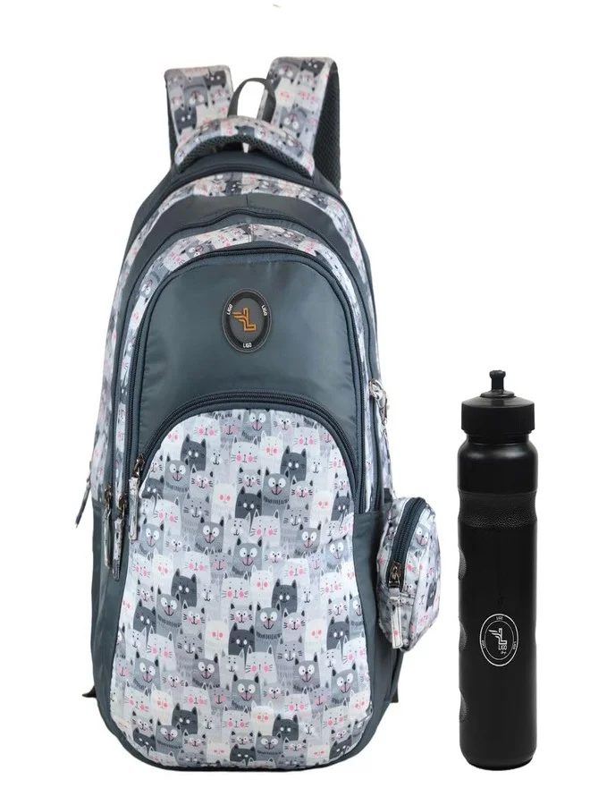 Ligo Catseye 19 Inch Kids School Backpack with Organizer and Side Pocket (Grey, 48 cm) nvjv3
