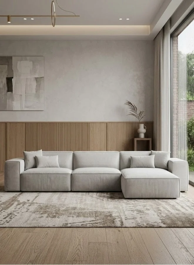 SULSHA L-Shape Sectional Sofa Modern Corner Couch for Living Room (White) wlxui