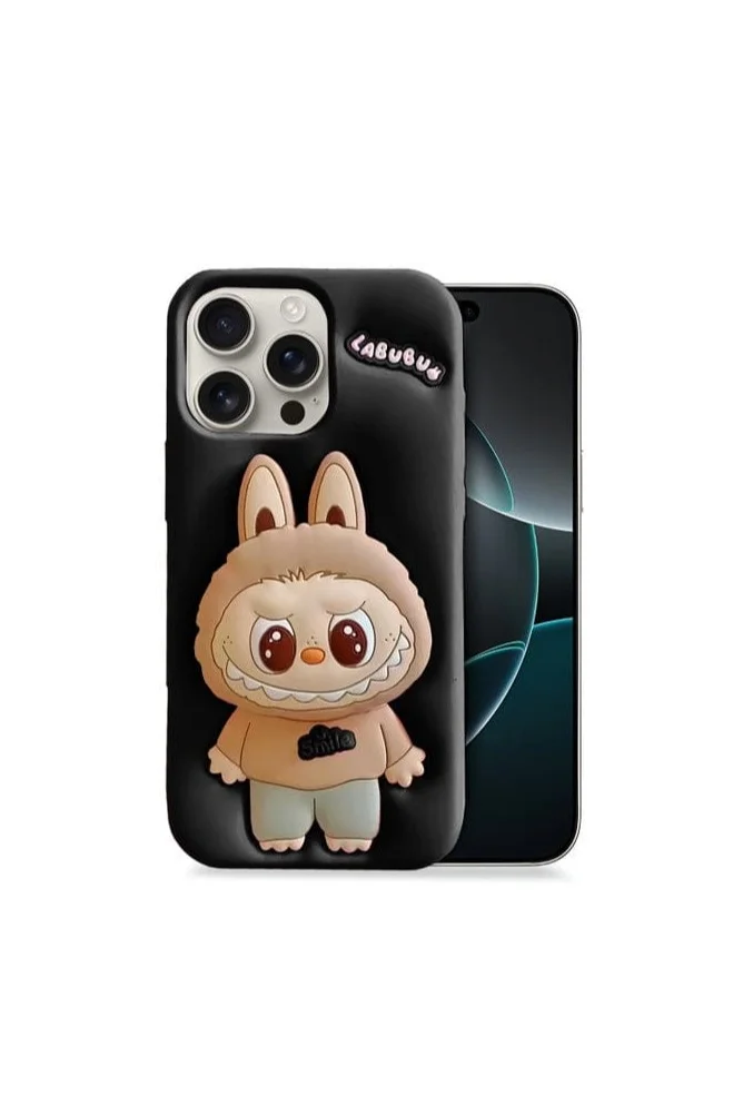 Premium Cartoon Character Smartphone Protective Case with 3D Pop-up Holder Shockproof Soft Silicone Cover for 16 Pro Max mf9to