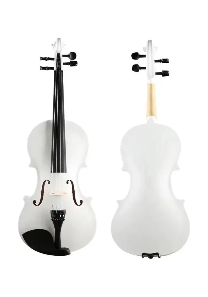 Megarya Handmade Indian Maplewood Violin (White, 4/4 Full Size) - Premium Beginner Acoustic String Instrument with Case, Bow, and Rosin 8cpnw