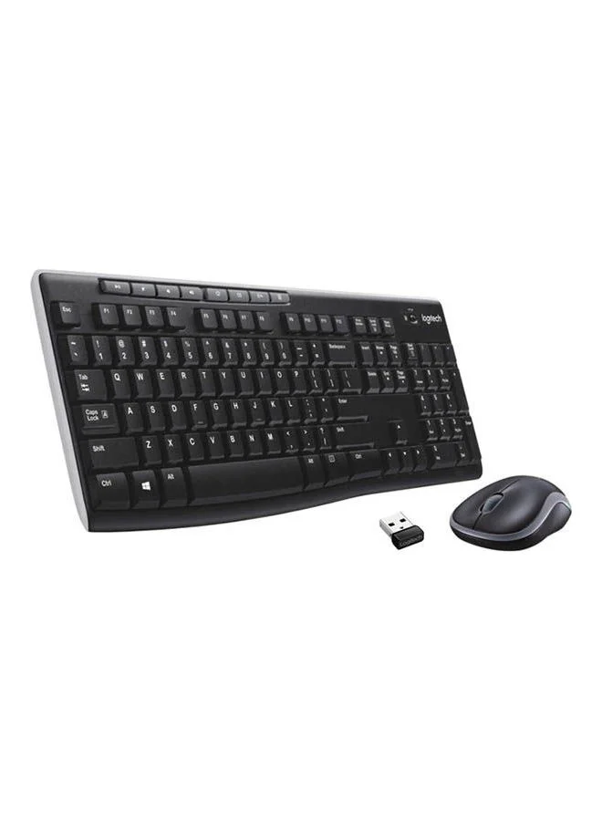 Wireless Keyboard and Mouse Combo (English Arabic Layout, 1000 DPI, Multimedia Keys, Black) bvl7o